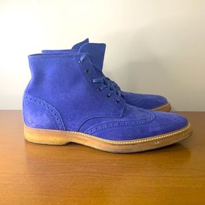 HUGO - Bright blue wingtip ankle boot - size 42 - Suede with leather sole